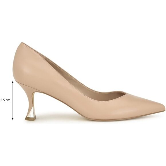 Nine West Womens Barely Nude Leather Closed Pointed Toe Kitten Heels Pumps Shoes - Picture 3 of 7